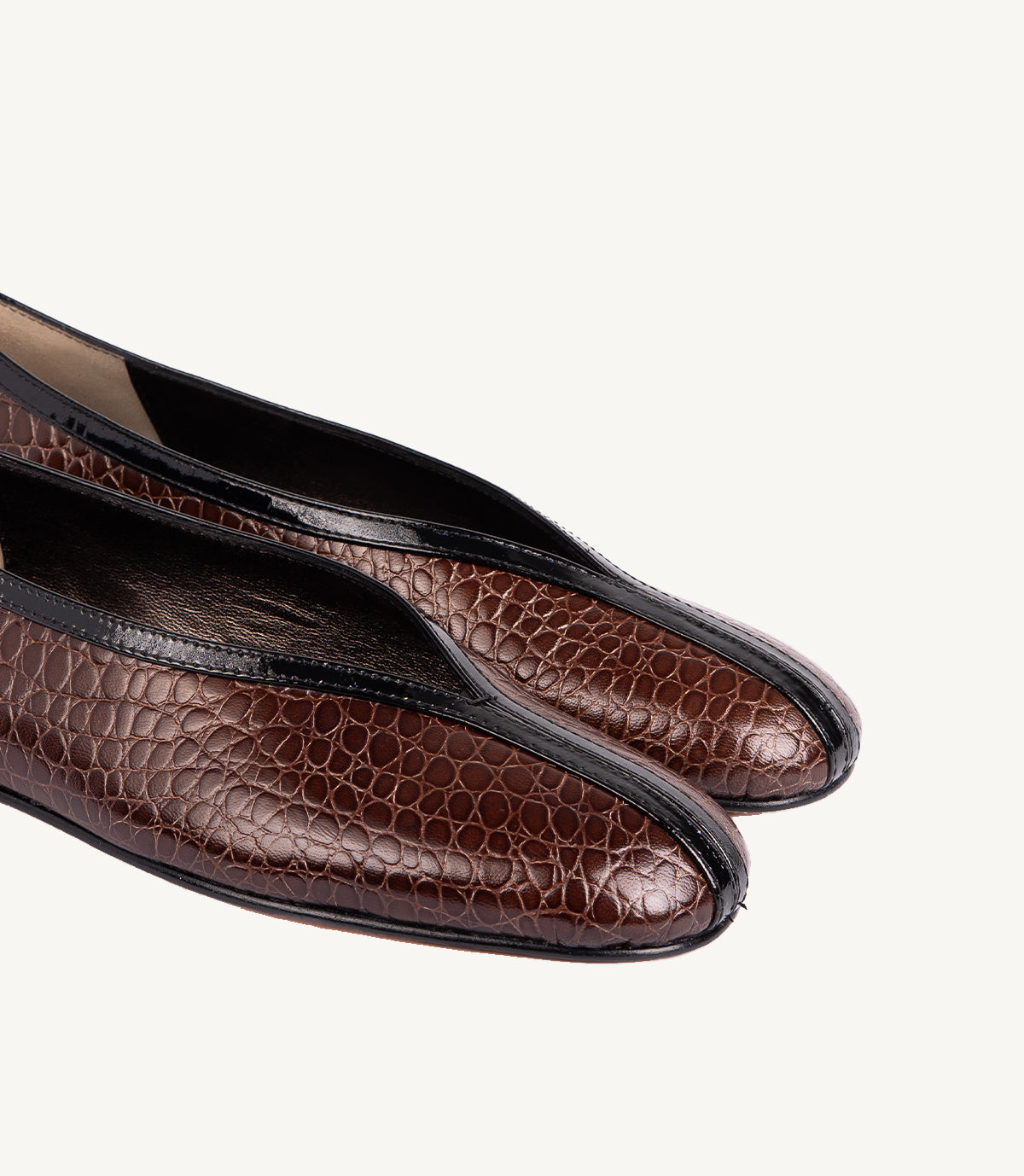 BALLERINE LOUSY EN CUIR EFFET CROCO MARRON
