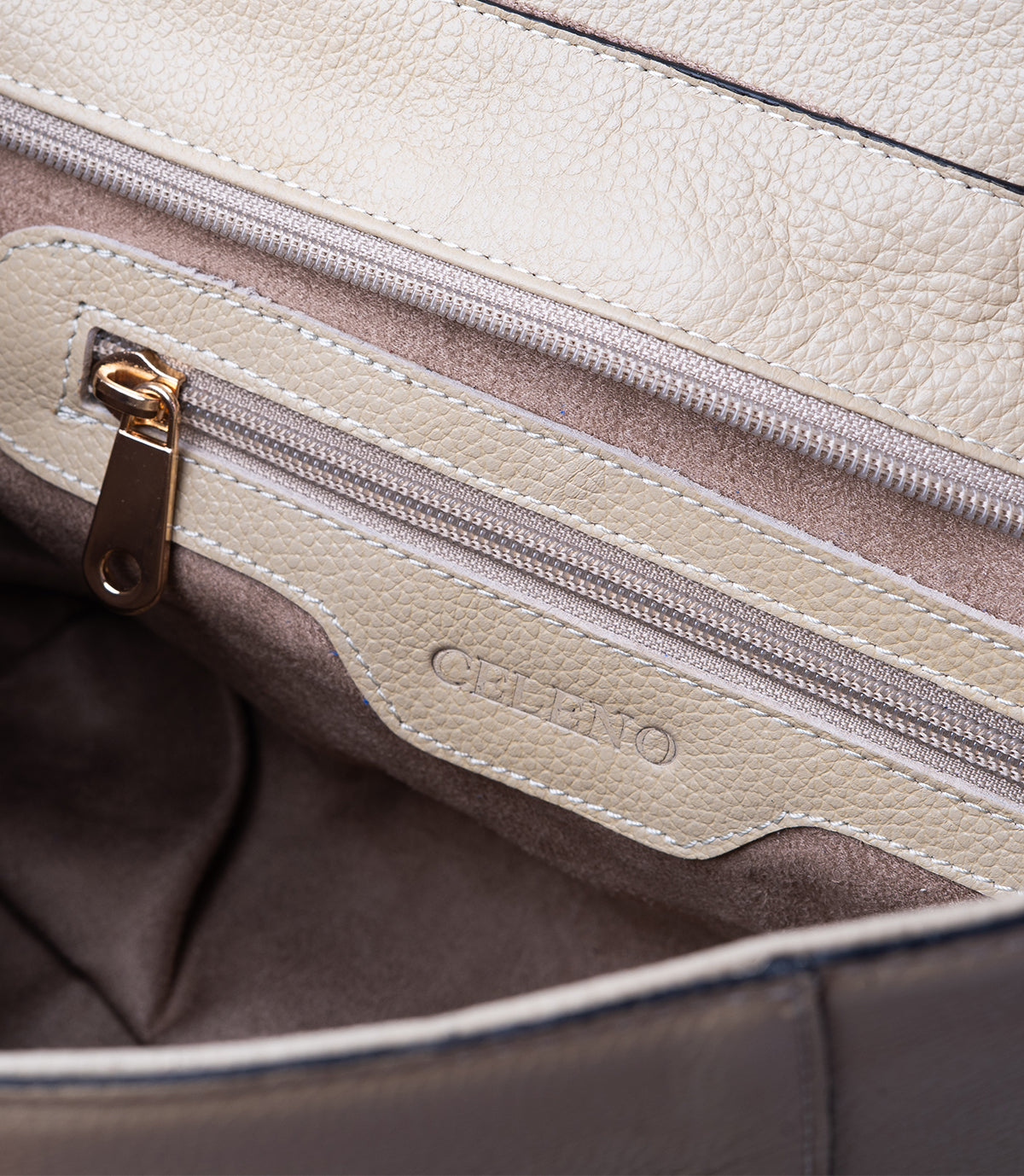 SAC VALORIA EN CUIR GRAINÉ BEIGE - 039