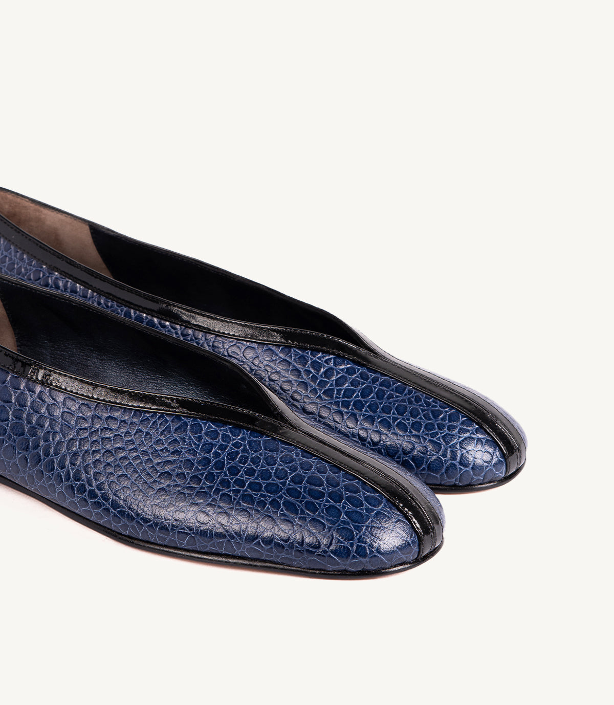BALLERINE LOUSY EN CUIR TEXTURÉ BLEU