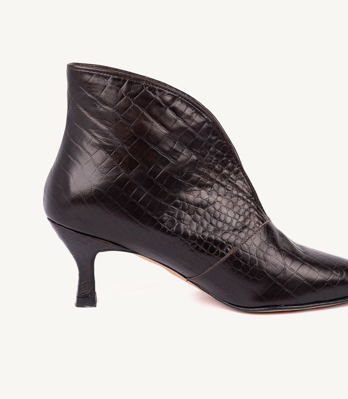 BOTTINE IMANE EFFET CROCO, MARRON FONCÉ
