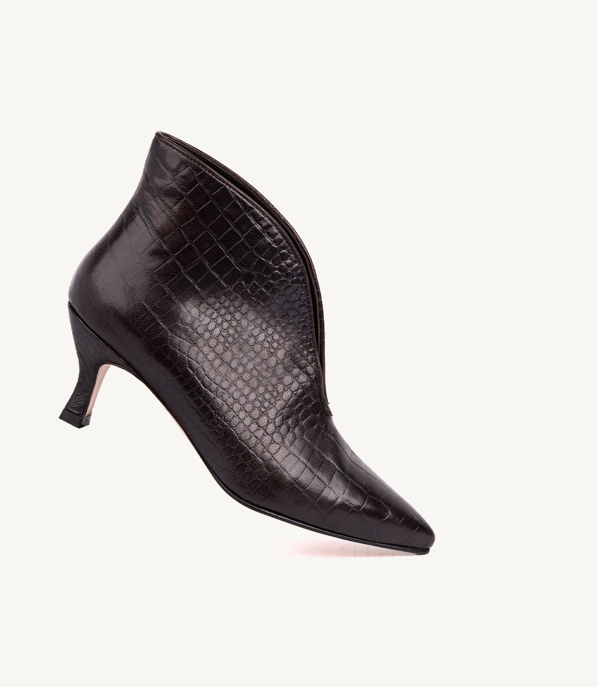 BOTTINE IMANE EFFET CROCO, MARRON FONCÉ