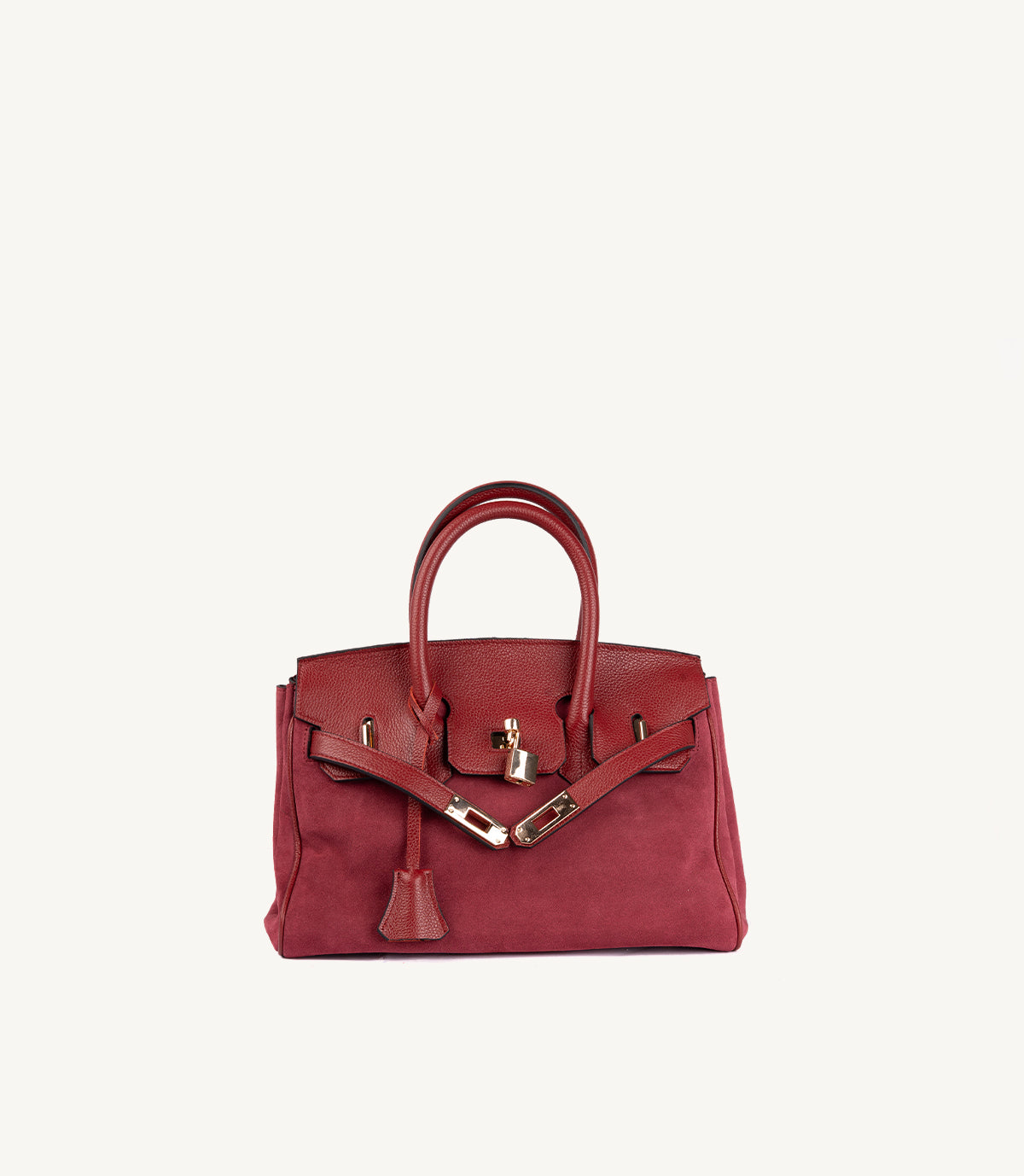 SAC À MAIN SIENA MINI EN CUIR ET DAIM, BORDEAUX -025