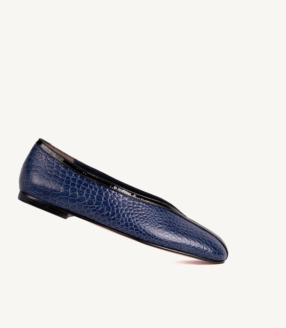 BALLERINE LOUSY EN CUIR TEXTURÉ BLEU