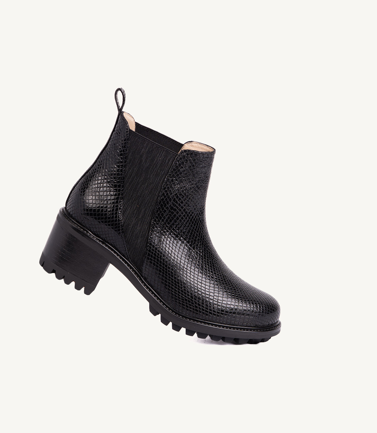 BOTTINE BLACK EN CUIR EFFET SERPENT NOIR