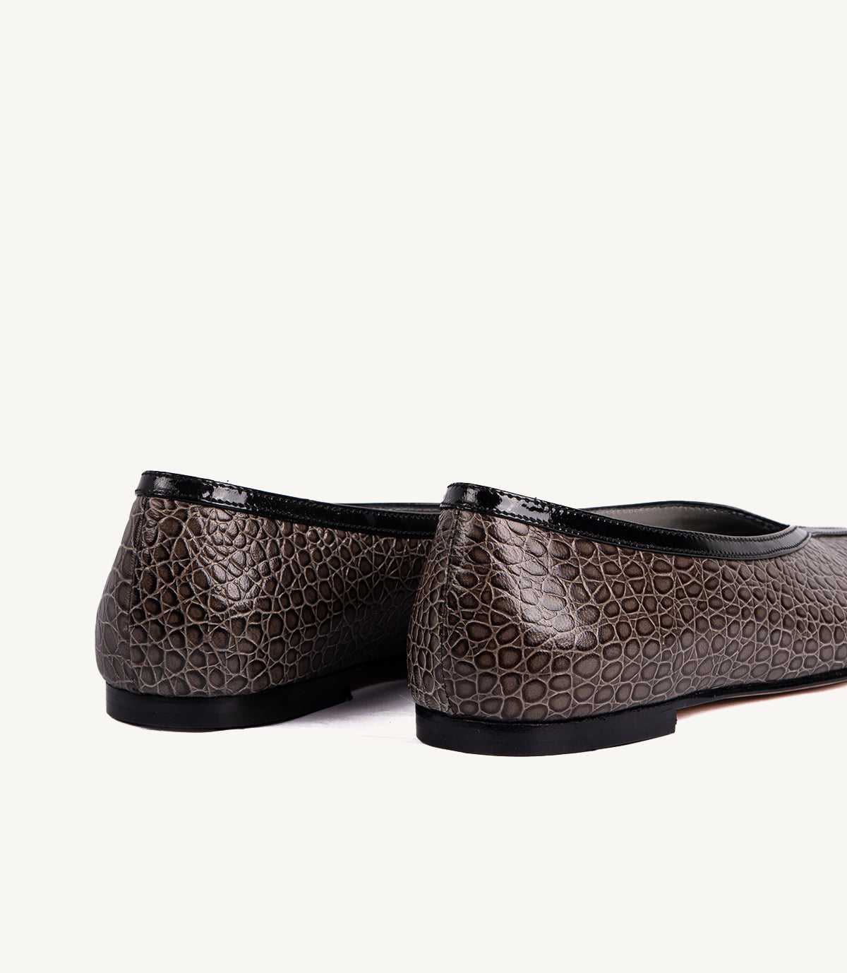 BALLERINE - LOUSY EN CUIR CROCO TAUPE