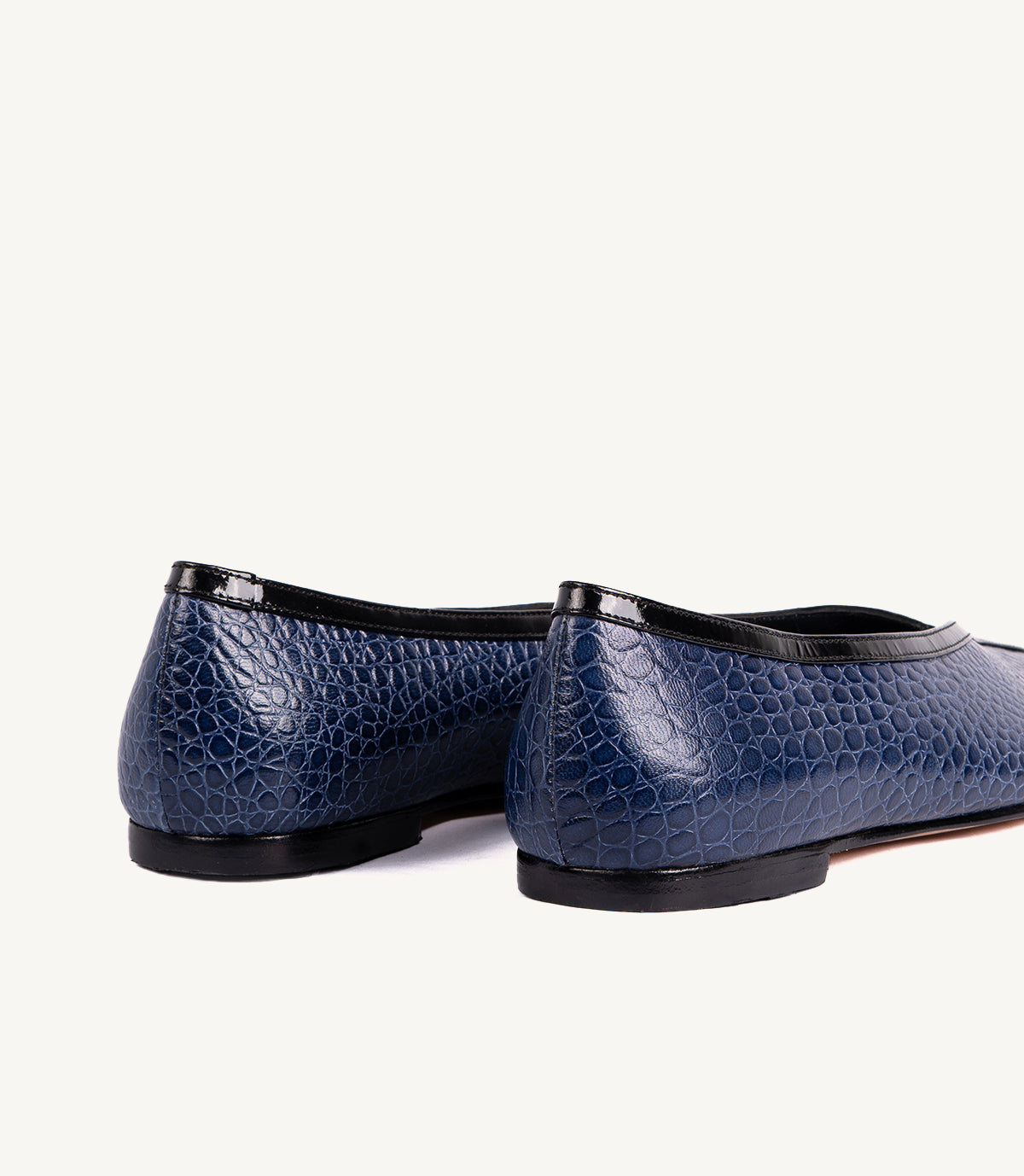 BALLERINE LOUSY EN CUIR TEXTURÉ BLEU